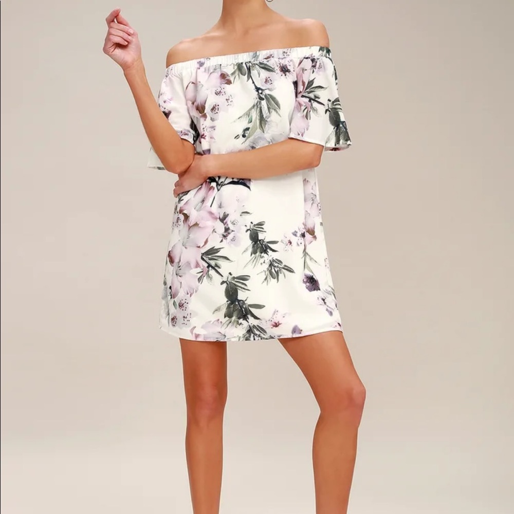 Lulu’s dress floral print off the shoulder